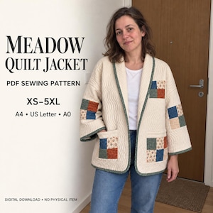 Mönster för quiltkappa | Nybörjarvänligt, Storlekar XXS-5XL | Mönster för jacka | (Direkt nedladdning)