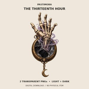 Gothic Clock PNG, Skeleton Hand & Broken Pocket Watch, Halloween Shirt Design, Light and Dark Digital Download