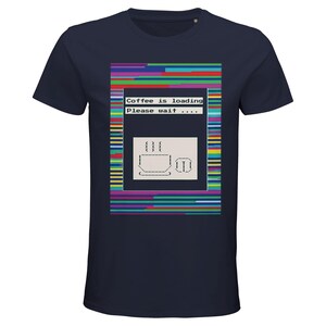 Retro-Computer | Bio-Herren-T-Shirt (figurbetont) | Französisches Marineblau