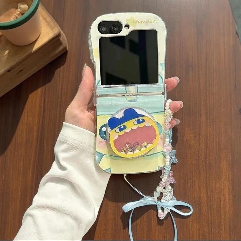Cartoon Magnetic Stand Case With Pearl Lanyard for Samsung Galaxy Z ...