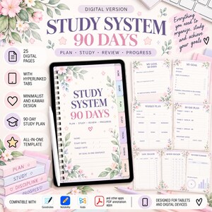 90-Day Study System | Digital Study Planner, Planning & Progress Tracker