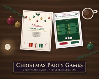 Christmas Party Games Bundle Printable, Christmas Trivia, Would You Rather, Family Showdown Survey Game, Scavenger Hunt, New Years Eve Games