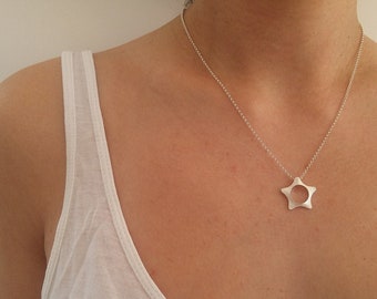 Pentagram necklace sterling silver - Unique Silver Pendant - Necklace For Her - special