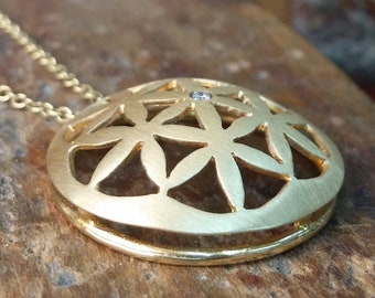 14k Gold Seed Of Life Pendant, Sacred Geometry Necklace, Spiritual Jewelry, Mandala Necklace, 14k Gold Necklace For Women