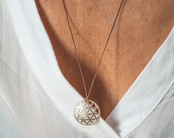 Mandala Pendant Necklace, Seed Of Life Necklace, Sacred Geometry Pendant, Pregnancy Jewelry, Sterling Silver Necklace For Women