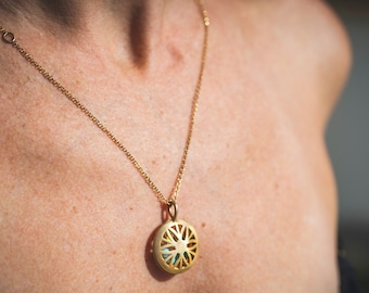 Gold Locket Necklace, Rose Gold Mandala Locket Necklace, Natural Jewelry, Pentagram Pendant, Flower Of Life Pendant, Circle Of Life Pendant