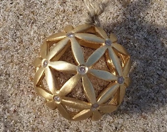 Harmony Ball Pendant, Sacred Geometry Jewelry, Mandala Pendant Necklace, Dainty 14k Gold Pendant Necklace, Seed Of Life Pendant