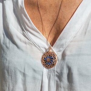Turquoise Locket Necklace, Mandala Pendant, Pentagram Locket, 14k Gold Locket, Large Locket, Gemstones Locket For Women, Gifts For Women image 8