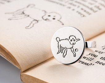 Unique signet ring - The Little Prince  - Silver Sheep jewelry - 925 sterling silver with diamond