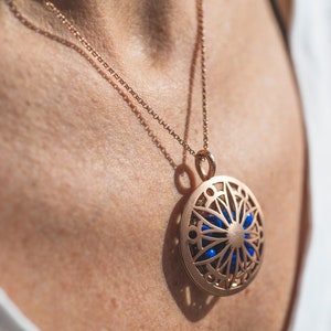 Turquoise Locket Necklace, Mandala Pendant, Pentagram Locket, 14k Gold Locket, Large Locket, Gemstones Locket For Women, Gifts For Women image 6