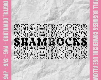 Shamrocks Svg, Shamrocks Retro Stacked Letter Svg, Shamrocks Football Svg, Shamrocks Cheer Png, Shamrocks Baseball Design, School Mascot
