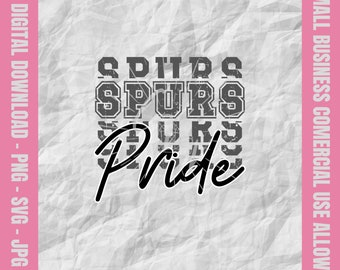 Spurs Pride Svg, Spurs Svg, Spurs Football Svg, Spurs Cheer Png, Spurs Baseball Design, Mascotte della scuola Svg e Png, Sport giovanili