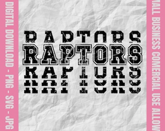 Raptors Svg, Raptors Stacked Varsity Letter Svg, Raptors Football Svg, Raptors Cheer Png, Raptors Baseball Design, School Mascot Svg & Png