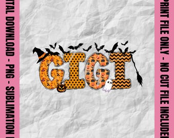 Halloween Gigi Png, Doodle Text Gigi Png, Spooky Gigi Shirt, Fall Gigi Sublimation, Halloween Gigi Print Design