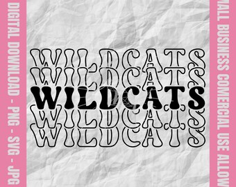 Wildcats Svg, Wildcats Retro Stacked Svg, Wildcats Football Svg, Wildcats Cheer Png, Wildcats Baseball Design, School Mascot Svg & Png