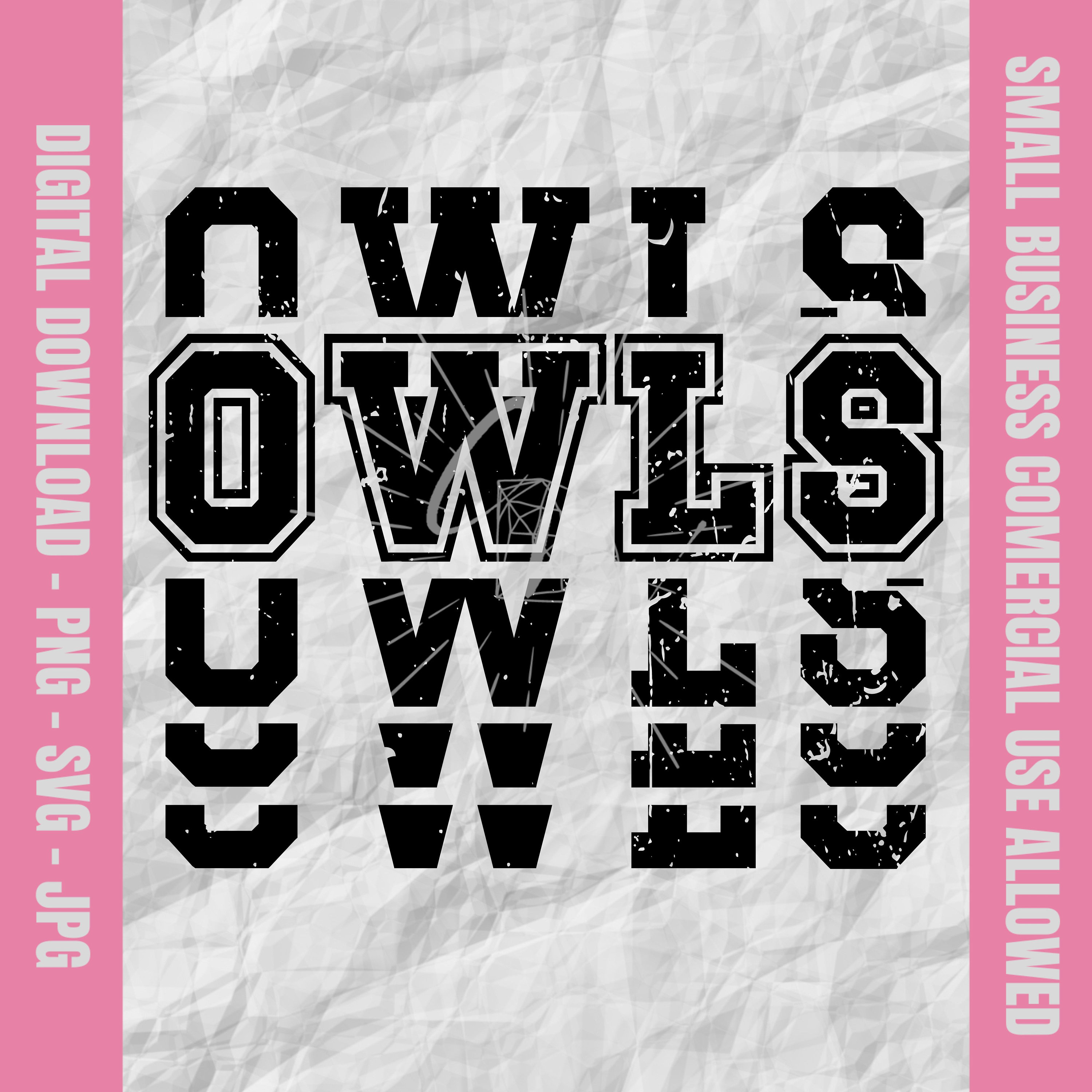 Owls Svg, Owls Stacked Varsity Letter Svg, Owls Football Svg, Owls Cheer Png, Owls Baseball Design,