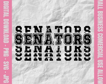 Senators Stacked Varsity Svg, Senators Svg, Senators Football Svg, Senators Cheer Png, Senators Baseball Design, School Mascot, Youth Sports