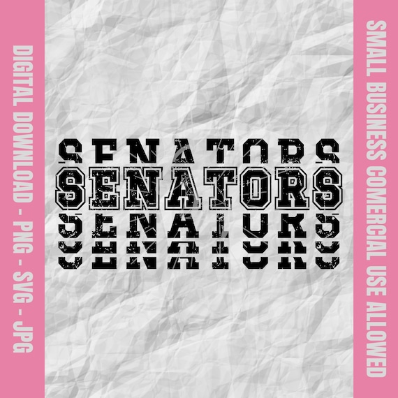 Senators Stacked Varsity Svg, Senators Svg, Senators Football Svg, Senators Cheer Png, Senators Baseball Design, School Mascot, Youth Sports
