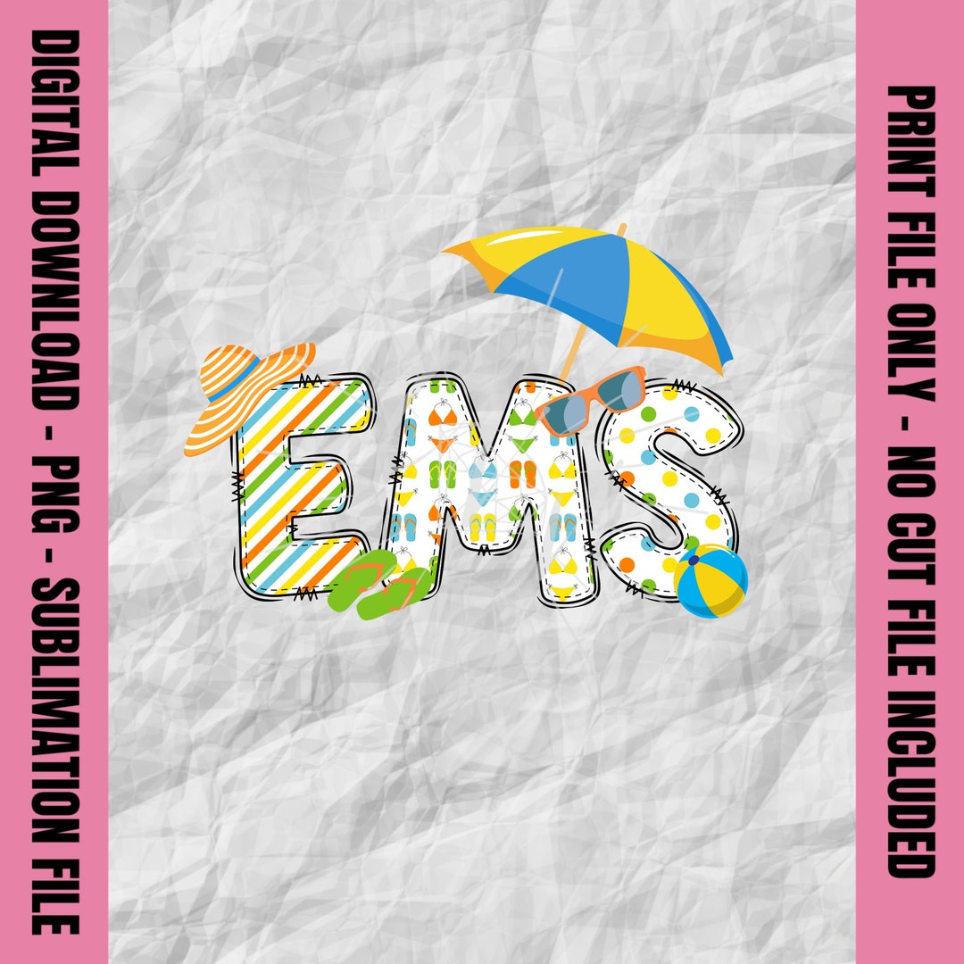 Summer EMS Png, Beach EMS Png, Doodle EMS Shirt, Doodle Letters ...