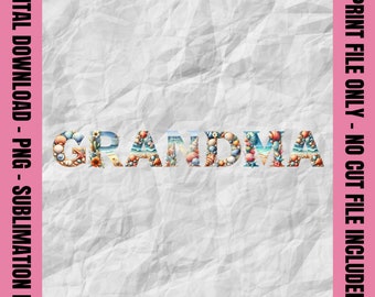 Seashell Grandma Png, Beach Grandma Png, Camisa de abuela playera, Sublimación de abuela de verano, Diseño de impresión de abuela de vacaciones