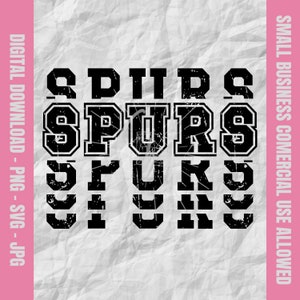 Spurs Svg, Spurs Stacked Varsity Letter Svg, Spurs Football Svg, Spurs Cheer Png, Spurs Baseball Design, School Mascot Svg & Png
