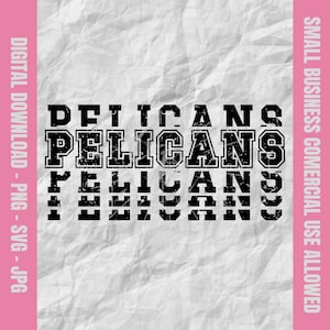 Pelicans Svg, Pelicans Stacked Varsity Letter Svg, Pelicans Football Svg, Pelicans Cheer Png, Pelicans Baseball Design, Mascotte della scuola Png