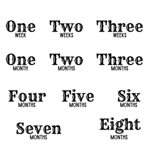 Texte créatif, conceptions d'étapes clés pour bébé - Svg d'étapes importantes pour bébé, Svg d'étapes pour bébé, Svg pour les mois de bébé, jalons mensuels, Svg pour bébé, première année
