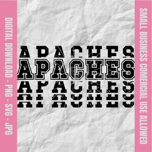 Apaches Stacked Varsity Svg, Apaches Svg, Apaches Football Svg, Apaches Cheer Png, Apaches Baseball Design, School Mascot Svg, Youth Sports