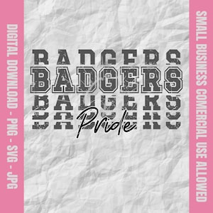 Badgers Pride Svg, Badgers Svg, Badgers Football Svg, Badgers Cheer Png, Badgers Baseball Design, School Mascot Svg & Png, Youth Sports