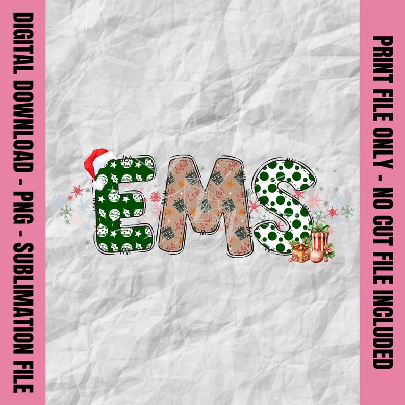 Christmas EMS Png, Doodle Text EMS Png, Holiday EMS Shirt, Winter Ems ...