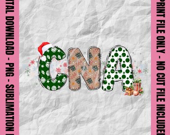 Christmas CNA Png, Doodle Text CNA Png, Holiday CNA Shirt, Winter Cna Sublimation, Santa Cna Print Design