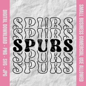 Spurs Svg, Spurs Retro Stacked Letter Svg, Spurs Football Svg, Spurs Cheer Png, Spurs Baseball Design, School Mascot Svg & Png
