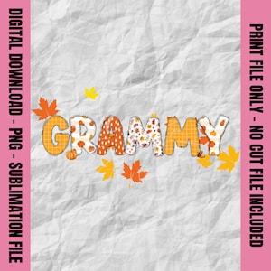 Autumn Grammy Png, Doodle Text Grammy Png, Leaves Grammy Shirt, Fall Grammy Sublimation, Halloween Grammy Print Design