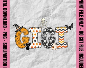 Halloween Gigi Png, Doodle Text Gigi Png, Spooky Gigi Shirt, Fall Gigi Sublimation, Autumn Gigi Print Design