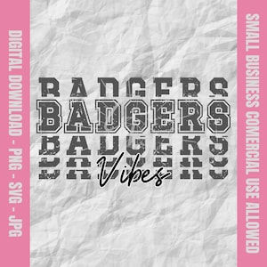 Badgers Vibes Svg, Badgers Svg, Badgers Football Svg, Badgers Cheer Png, Badgers Baseball Design, School Mascot Svg & Png, Youth Sports