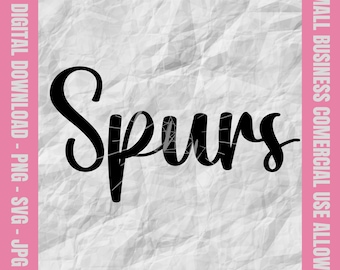 Spurs Svg, Spurs scrittura spessa lettera Svg, Spurs Football Svg, Spurs Cheer Png, Spurs Baseball Design, mascotte della scuola Svg e Png