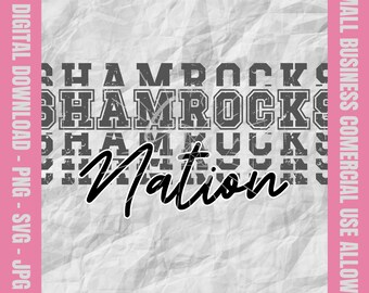 Shamrocks Nation Svg, Shamrocks Svg, Shamrocks Football Svg, Shamrocks Cheer Png, Shamrocks Baseball Design, School Mascot Png, Youth Sports
