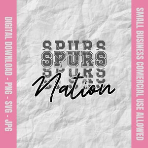 Spurs Nation Svg, Spurs Svg, Spurs Football Svg, Spurs Cheer Png, Spurs Baseball Design, School Mascot Svg & Png, Youth Sports