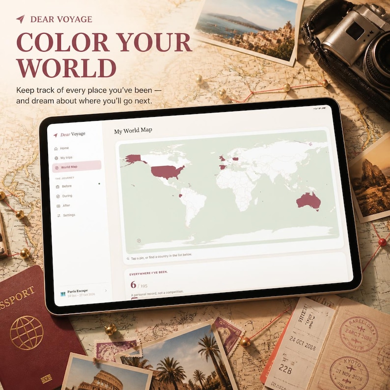 Digital Travel Planner, Travel Journal & Interactive World Map | DEAR ...