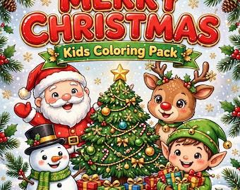 Kerstkleurboek voor kinderen, vrolijke kerstpagina's, direct te downloaden (PDF)