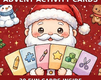 30-daagse kerstactiviteitenkaarten voor kinderen, printbare aftelkalender (digitale download)