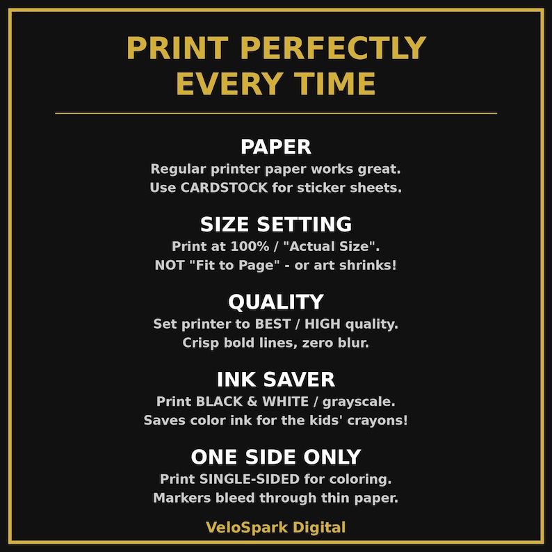 Print perfectly every time — Halloween coloring page printing tips, US Letter and A4