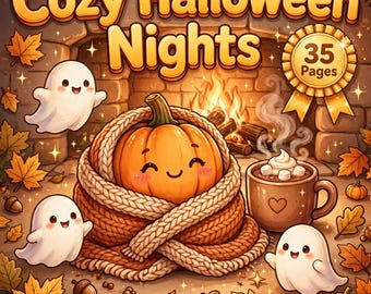 Gezellige Halloween-kleurplaten voor kinderen, rustige griezelige scènes (digitale download)