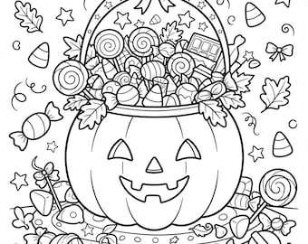 Griezelig Halloween-kleurboek voor kinderen, meer dan 60 pagina's (digitale download)