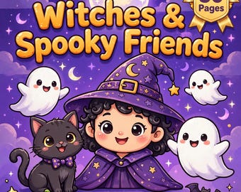 30 pagina's tellend Halloween-kleurboek met heksen, spoken en vampiers (direct te downloaden)