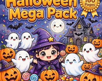 Halloween Mega Pack Coloring Pages, 160 Spooky Sheets (Digital Download)