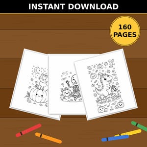 Sample Halloween coloring sheets — instant download printable pages, 160 page mega pack