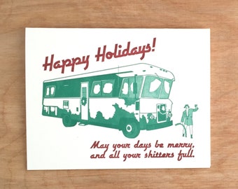 Christmas Vacation Card. Funny Mature Holiday Christmas Letterpress Greeting Card.
