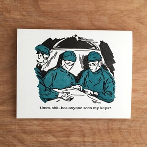 Funny Letterpress Greeting Card. Bad Doctors