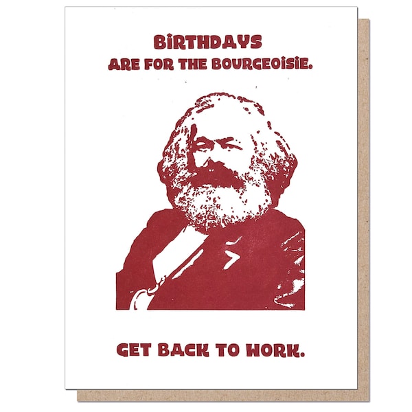 Marx Birthday Card Bourgeoisie Funny Birthday Card Letterpress Greeting Political Parody Cards